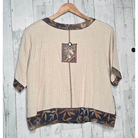 VTG 80s 90s Midnight Velvet Multimedia Batik Kokopelli Top Sz. L - Picture 3 of 8